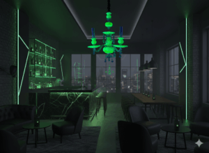 A chandelier, a collector